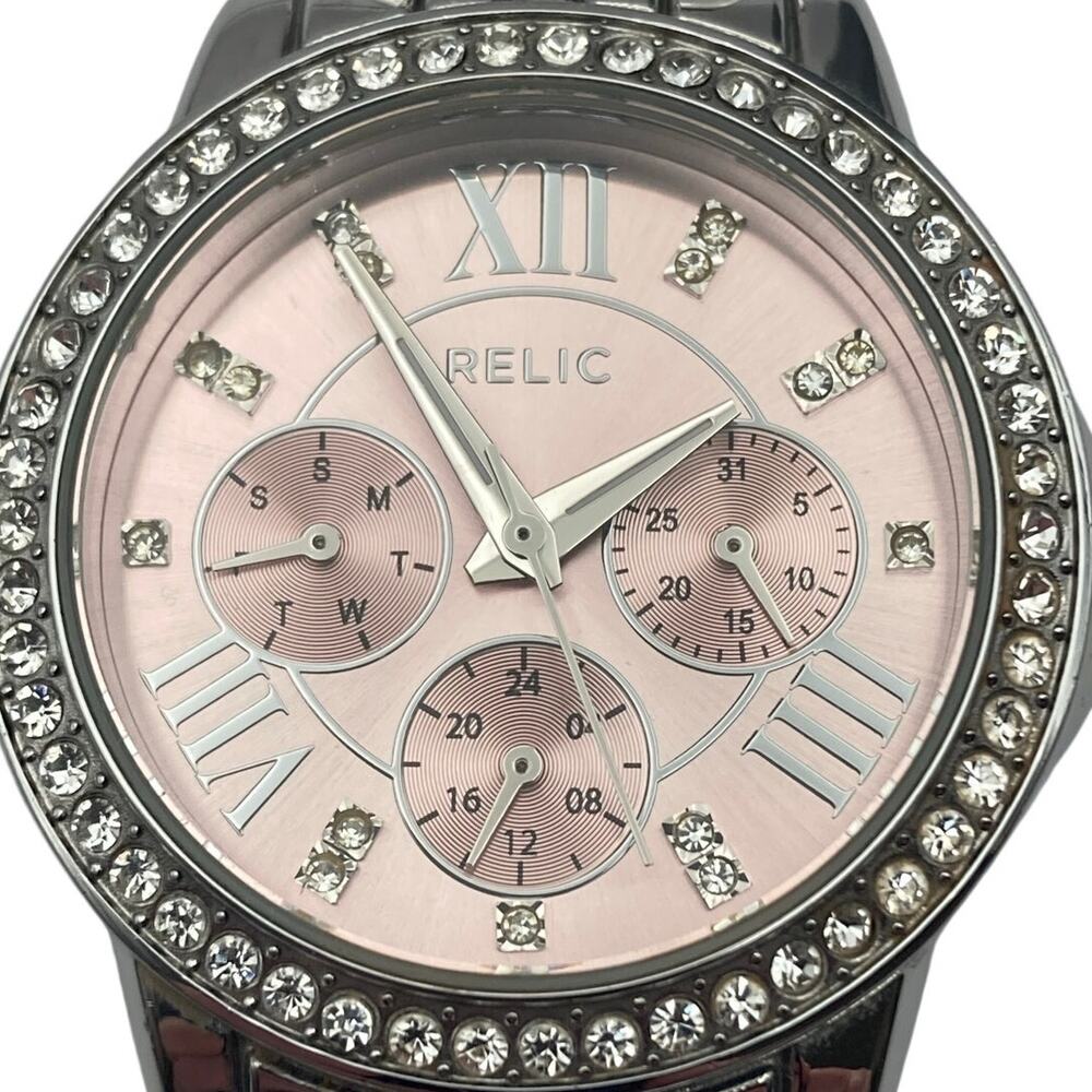 Relic Women's Chronograph Watch 36mm - New Battery - Day Date WR 5.25 - ZR15752